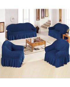 4-IN 1 Turkish Sofa Cover -Protects your sofa from Dust-Dark Blue