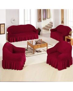 4-IN 1 Turkish Sofa Cover -Protects your sofa from Dust- Wine