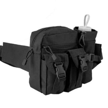 Tactical Pouch Waist Belt Bag With 5 Pockets- Black