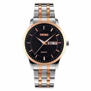 Skmei 9119 Analog Date Display Quartz Stainless Steel Chain Watch-Black