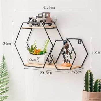Multi Shape Home Decor Metal Iron Wooden Wall Shelf
