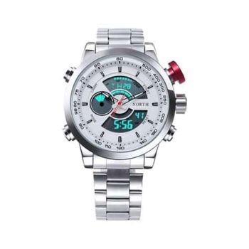 North 6015 Fashion clock led Display Digital Waterproof Chronograph Stainless Watch 