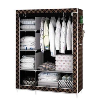 2-in-1Dust free Portable Wardrobe -Brown