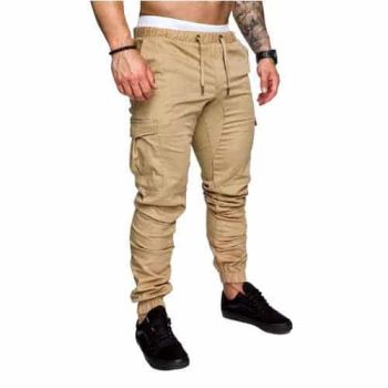 Khaki Cargo Side Pocket Pants -  brown 