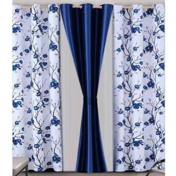 Curtains High Quality Windows Curtains Blue -3in1