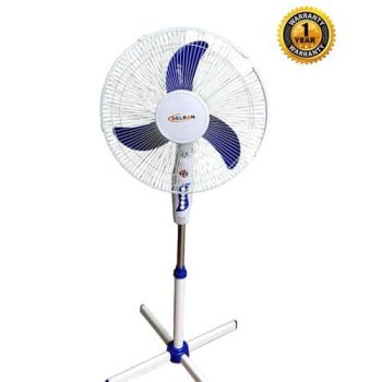 Delron DSF-43 Standing Fan - 16" - White/Blue (2pc in a Box) 