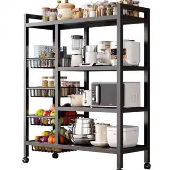 Multi- purpose Multi-Layer Kitchen Storage Rack with Metal Basket for living Room/Kitchen/Balcony 