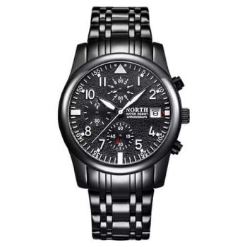 North Chronograph Stainless Analog Quartz Men Casual watch with Date-black