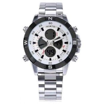 Stainless 6016 White North Analogue&Digital 30m Waterproof Men's trend  Chain watch