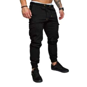 Khaki Cargo Side Pocket Pants - black