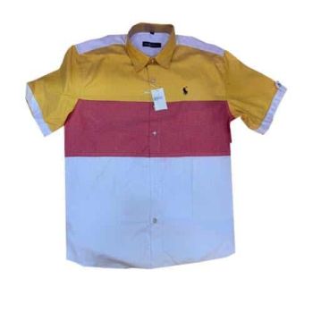 Polo Linen Shirt -Orange /white