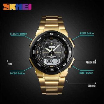 Skmei 1370 Dual Watch Analogue & Digital Steel watch