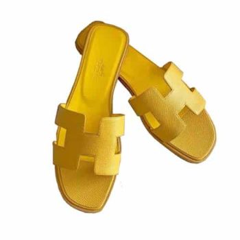Hermes Slippers Ladies Slip-On Sandals -Yellow