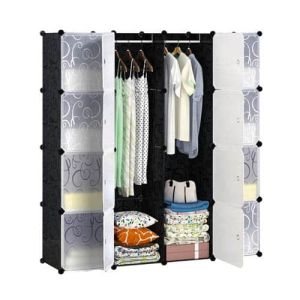 16 DIY Portable Plastic Cube Wardrobe Black/White