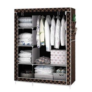 2-in-1Dust free Portable Wardrobe -Brown