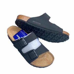 Birkenstock Arizona Summer Leather Slippers- Black 