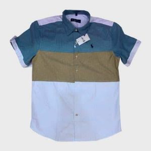 Polo Linen Shirt -Green /white