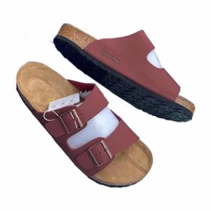 Birkenstock Arizona Leather Slippers- wine