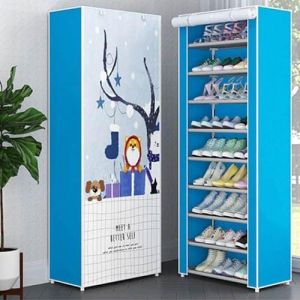 10 Layers Portable Shoe Rack -Blue