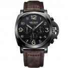 Megir 3406 Chronograph Wristwatches Genuine Leather-coffee
